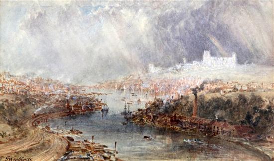 George Weatherill (1810-1890) Rainstorm over Whitby, 5 x 8in.